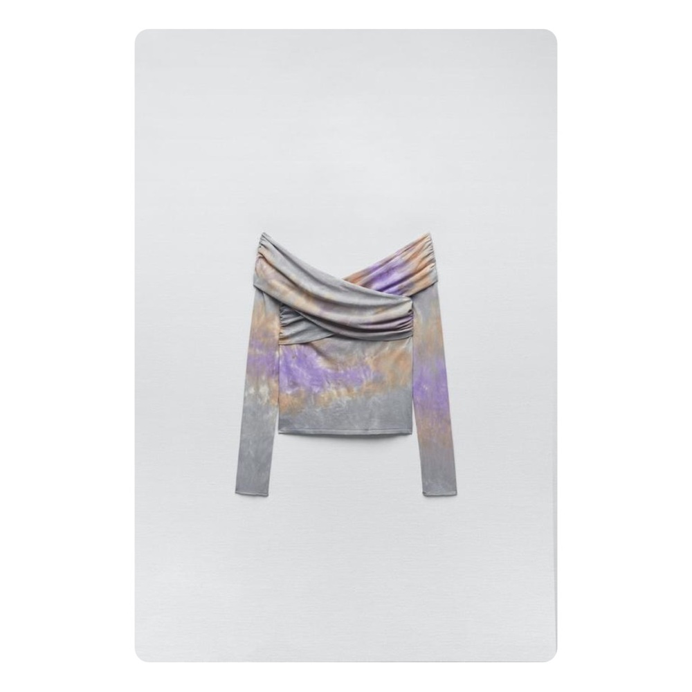 β
NWT Zara Tie Dye Draped Knit Top - Gray/Lavender β
- Picture 15 of 16